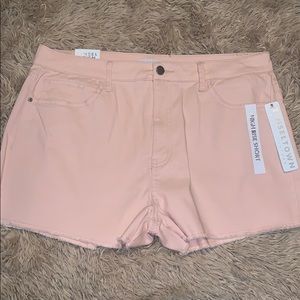Juniors Pink High Rise Shorts